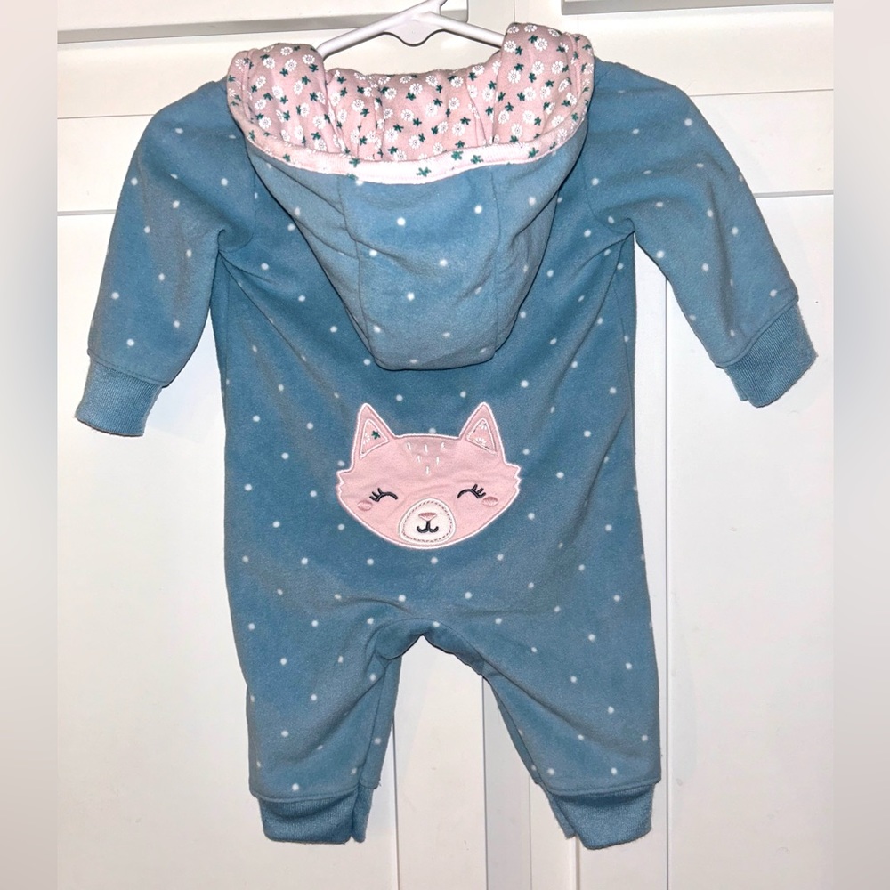 🎀 3 Month Baby Girl THE SOFTEST Carter’s Fleece Fox Zip-Up Jumpsuit with Hood